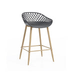 Mid-Century Modern Counter Stool with Steel Legs for Indoors or Outdoors - Set of 2