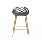 Mid-Century Modern Counter Stool with Steel Legs for Indoors or Outdoors - Set of 2