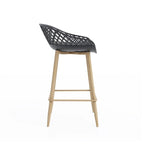 Mid-Century Modern Counter Stool with Steel Legs for Indoors or Outdoors - Set of 2