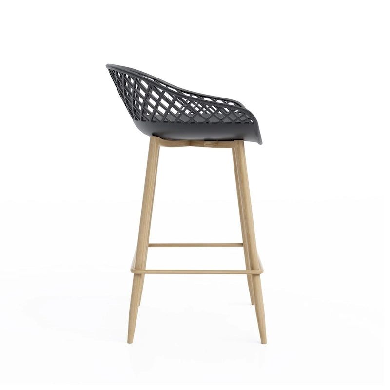 Mid-Century Modern Counter Stool with Steel Legs for Indoors or Outdoors - Set of 2