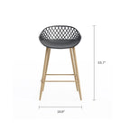 Mid-Century Modern Counter Stool with Steel Legs for Indoors or Outdoors - Set of 2