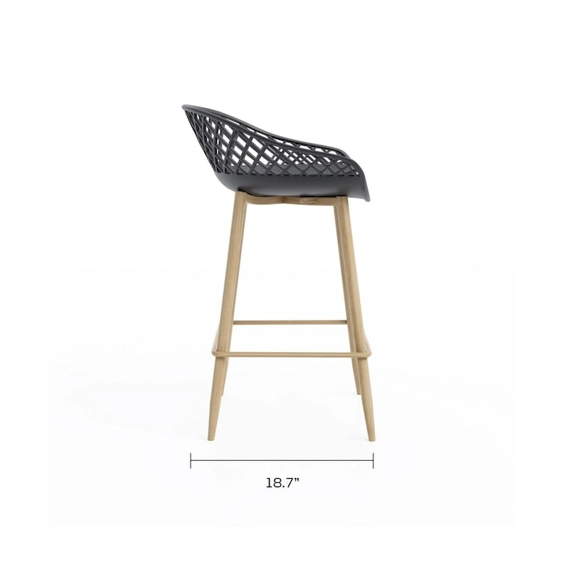 Mid-Century Modern Counter Stool with Steel Legs for Indoors or Outdoors - Set of 2