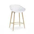 Mid-Century Modern Counter Stool with Steel Legs for Indoors or Outdoors - Set of 2