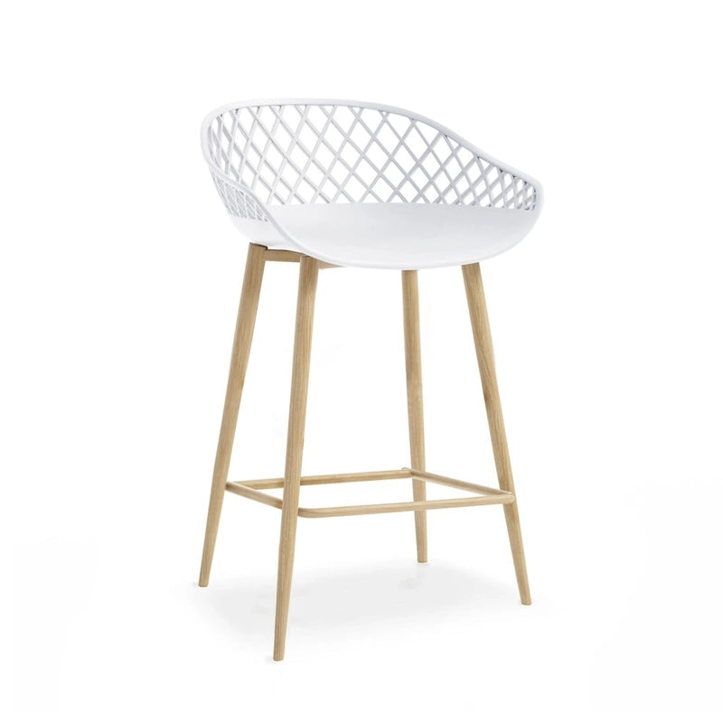 Mid-Century Modern Counter Stool with Steel Legs for Indoors or Outdoors - Set of 2