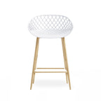 Mid-Century Modern Counter Stool with Steel Legs for Indoors or Outdoors - Set of 2