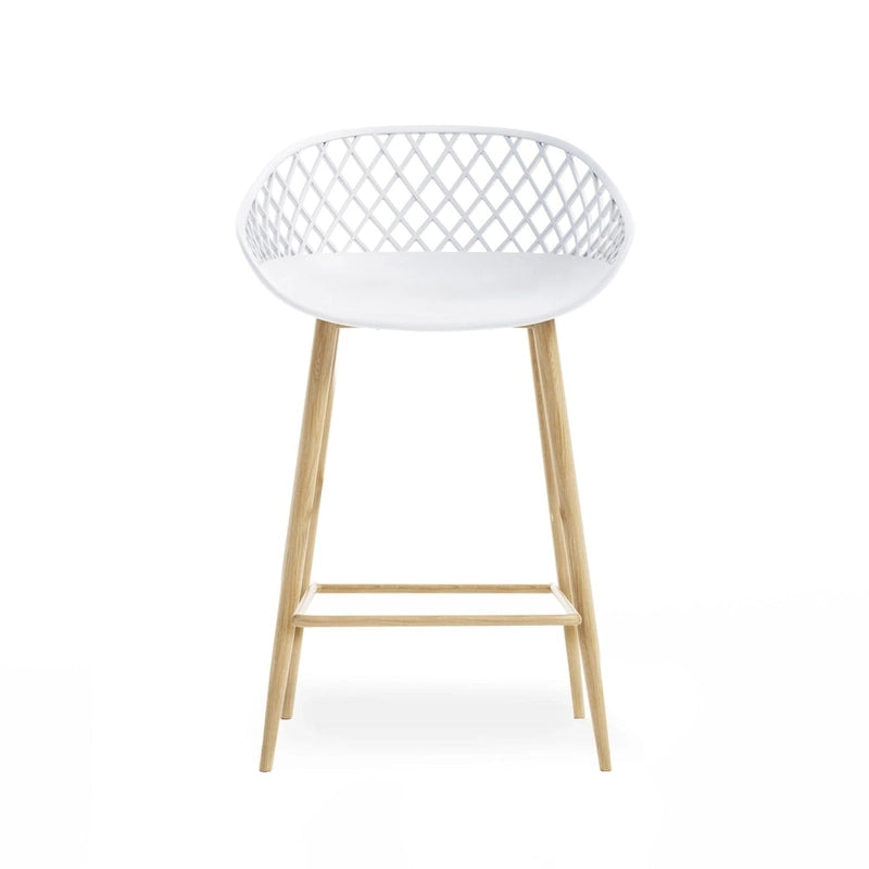 Mid-Century Modern Counter Stool with Steel Legs for Indoors or Outdoors - Set of 2