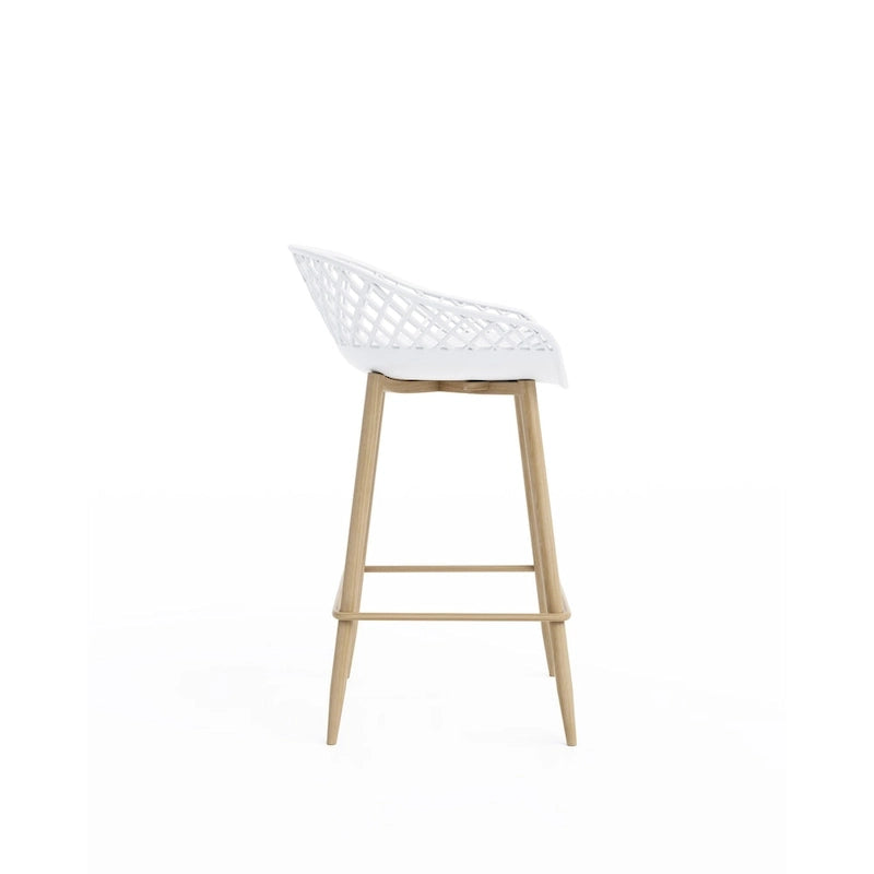 Mid-Century Modern Counter Stool with Steel Legs for Indoors or Outdoors - Set of 2