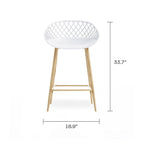 Mid-Century Modern Counter Stool with Steel Legs for Indoors or Outdoors - Set of 2