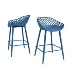 Mid-Century Modern Counter Stool with Steel Legs for Indoors or Outdoors - Set of 2