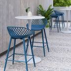 Mid-Century Modern Counter Stool with Steel Legs for Indoors or Outdoors - Set of 2