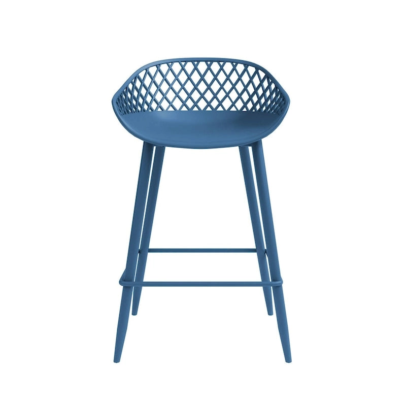 Mid-Century Modern Counter Stool with Steel Legs for Indoors or Outdoors - Set of 2