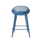 Mid-Century Modern Counter Stool with Steel Legs for Indoors or Outdoors - Set of 2