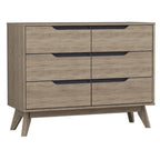 Mid-century Oak and Grey Wood 6-drawer Chest