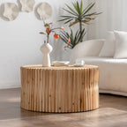 Retro Fashion Style Cylindrical Coffee Table with Vertical Texture Relief Design