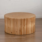 Retro Fashion Style Cylindrical Coffee Table with Vertical Texture Relief Design