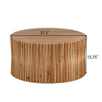 Retro Fashion Style Cylindrical Coffee Table with Vertical Texture Relief Design