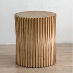 Retro Fashion Style Cylindrical Coffee Table with Vertical Texture Relief Design