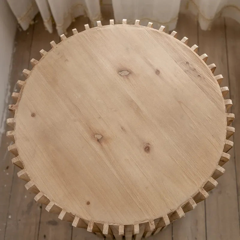 Retro Fashion Style Cylindrical Coffee Table with Vertical Texture Relief Design