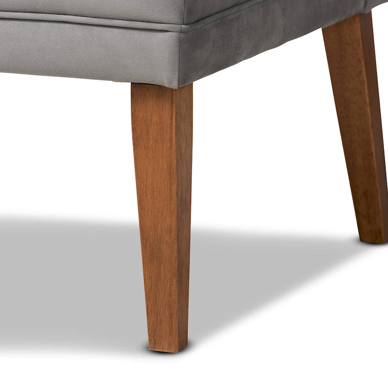 Stewart Mid-Century Velvet Dining Nook Banquette Set(2PC)-Grey