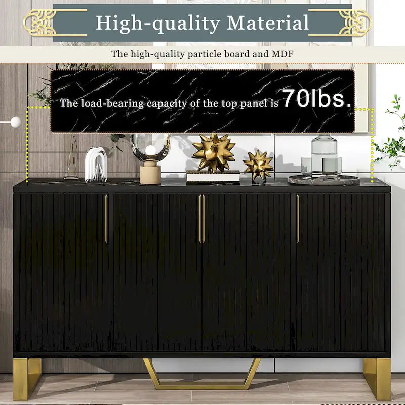 Sideboard Kitchen Cabinet with Four Doors and Adjustable Shelves