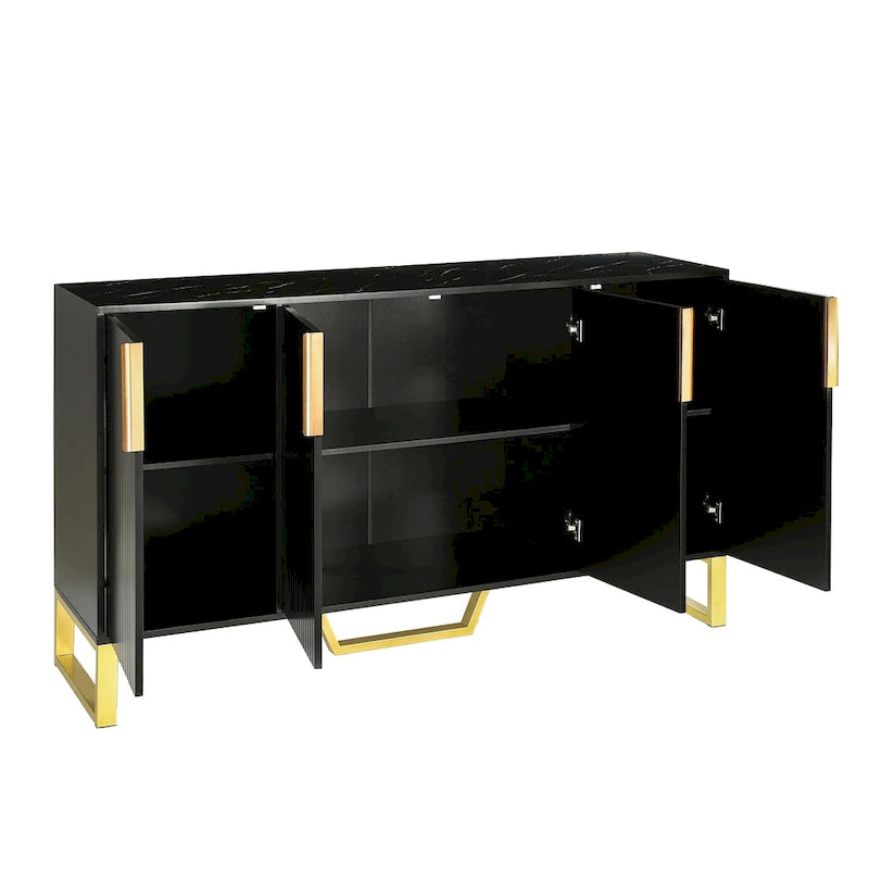 Sideboard Kitchen Cabinet with Four Doors and Adjustable Shelves