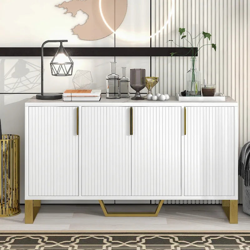 Sideboard Kitchen Cabinet with Four Doors and Adjustable Shelves
