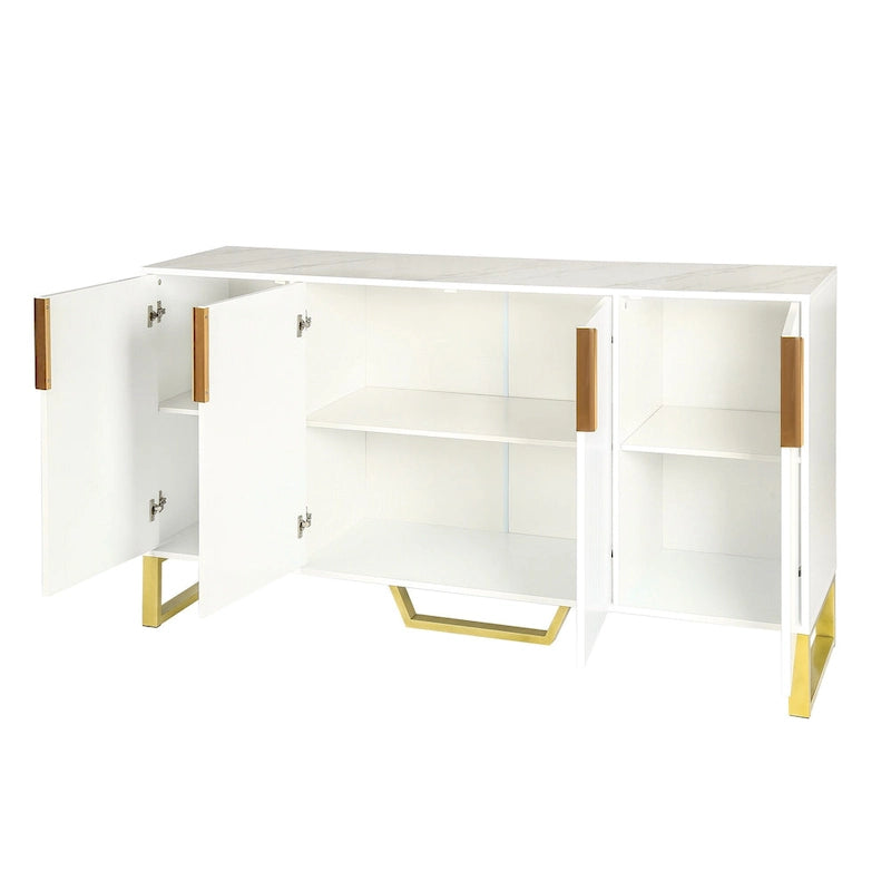 Sideboard Kitchen Cabinet with Four Doors and Adjustable Shelves