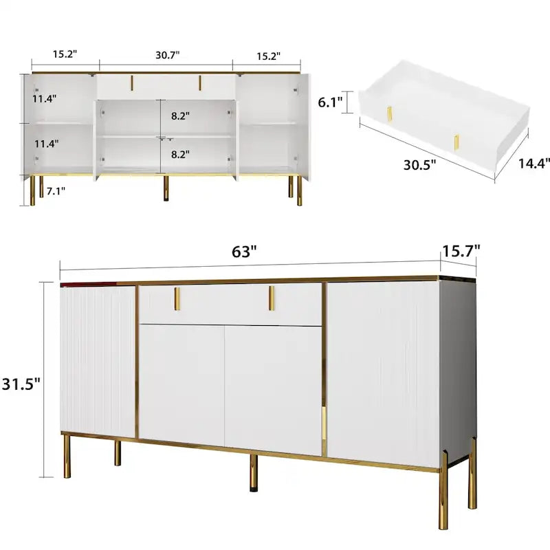 Pop-Up Door Credenza Sideboard Buffet Buffet Sideboard Storage Cabinet
