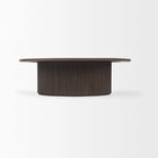 Terra 48L x 48W x 15H Dark Brown Wood Round Fluted Coffee Table
