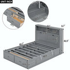 Wood Queen Size Hydraulic Platform Bed with Storage LED Headboard