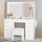Makeup Vanity Table Set with Large LED Lighted Mirror and 11 Drawers - 46L*11.7W*55.9H