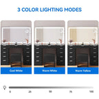 Makeup Vanity Table Set with Large LED Lighted Mirror and 11 Drawers - 46L*11.7W*55.9H