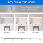 Makeup Vanity Table Set with Large LED Lighted Mirror and 11 Drawers - 46L*11.7W*55.9H
