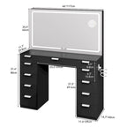 Makeup Vanity Table Set with Large LED Lighted Mirror and 11 Drawers - 46L*11.7W*55.9H