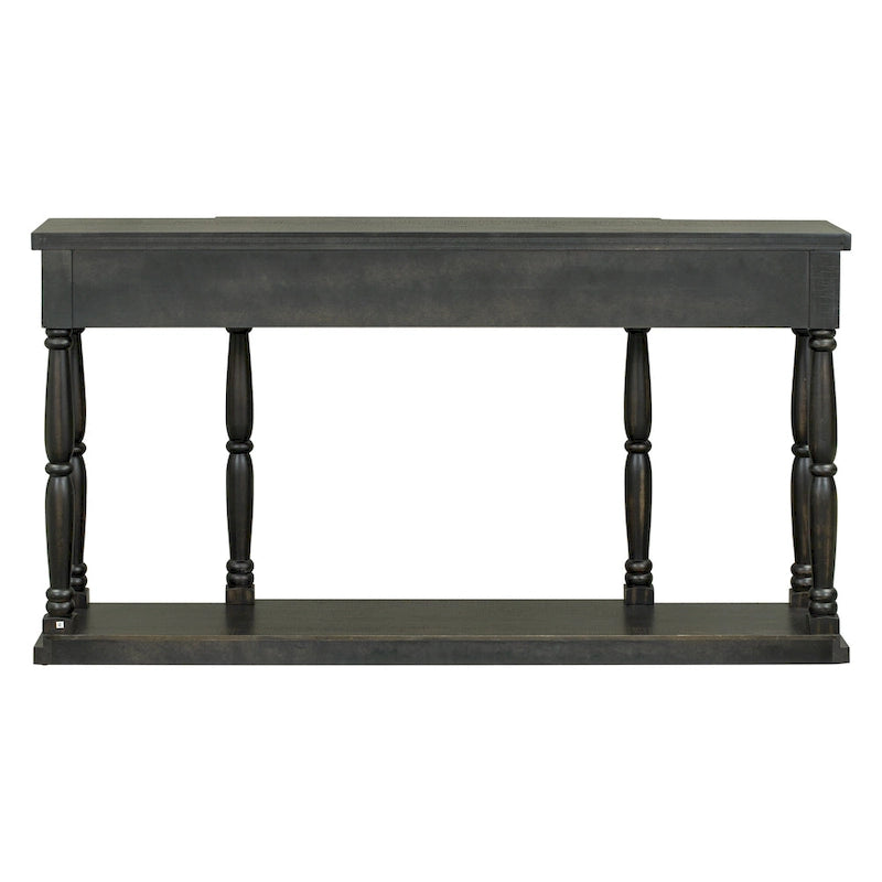 Retro Senior Console Table for Hallway Living Room Bedroom with 4 Front Facing Storage Drawers and 1 Shelf