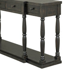 Retro Senior Console Table for Hallway Living Room Bedroom with 4 Front Facing Storage Drawers and 1 Shelf