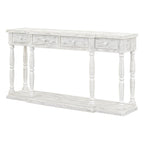 Retro Senior Console Table for Hallway Living Room Bedroom with 4 Front Facing Storage Drawers and 1 Shelf