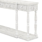 Retro Senior Console Table for Hallway Living Room Bedroom with 4 Front Facing Storage Drawers and 1 Shelf