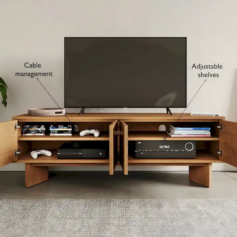 Oak Wood Zahra TV Stand for Wooden Entertainment Center