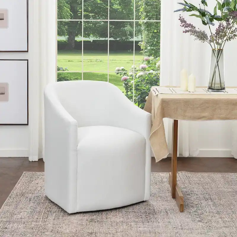 25 Performance Fabric Upholstered Rolling Dining Armchair