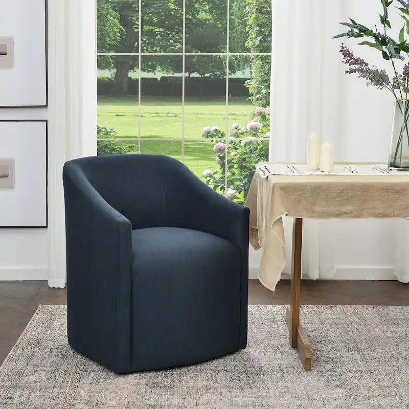 25 Performance Fabric Upholstered Rolling Dining Armchair