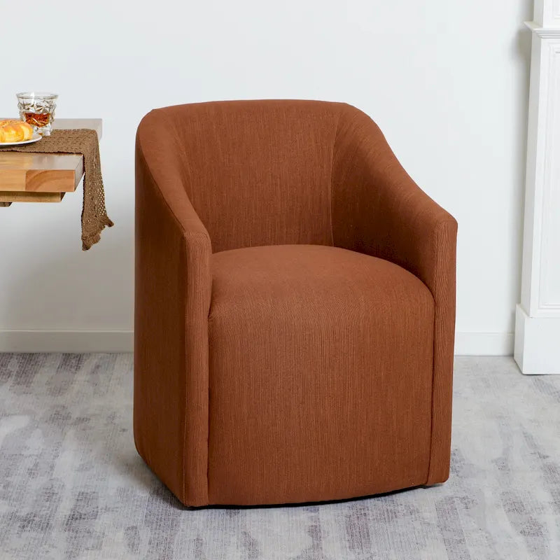 25 Performance Fabric Upholstered Rolling Dining Armchair