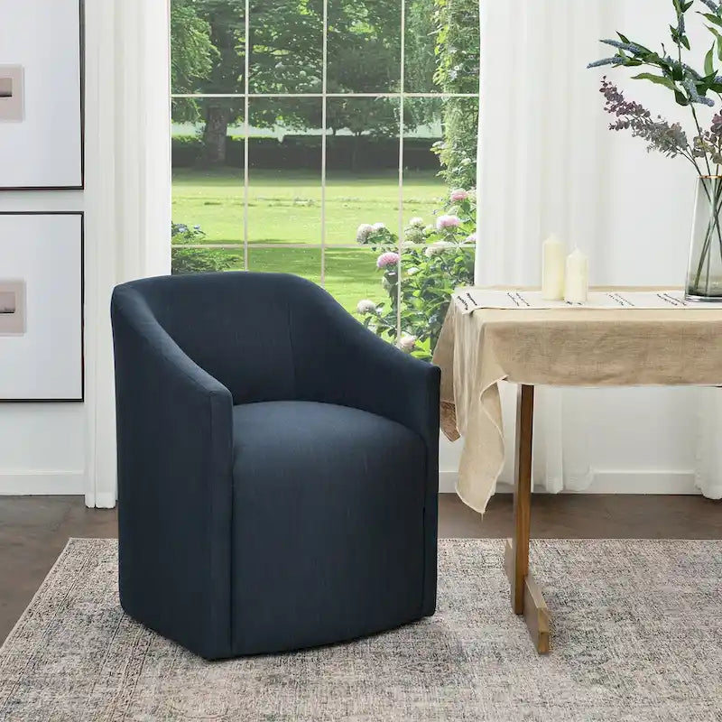 25 Performance Fabric Upholstered Rolling Dining Armchair