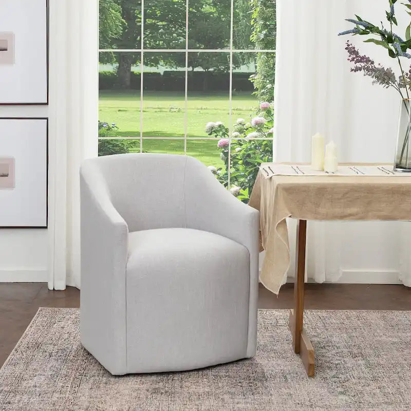25 Performance Fabric Upholstered Rolling Dining Armchair