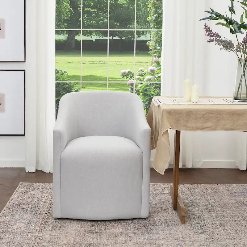25 Performance Fabric Upholstered Rolling Dining Armchair