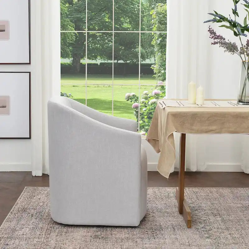 25 Performance Fabric Upholstered Rolling Dining Armchair