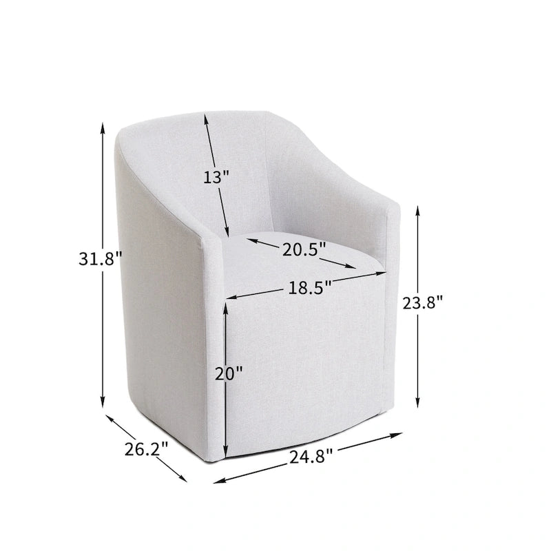 25 Performance Fabric Upholstered Rolling Dining Armchair