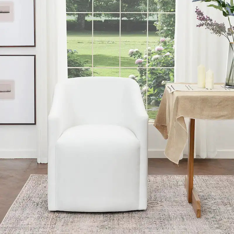 25 Performance Fabric Upholstered Rolling Dining Armchair