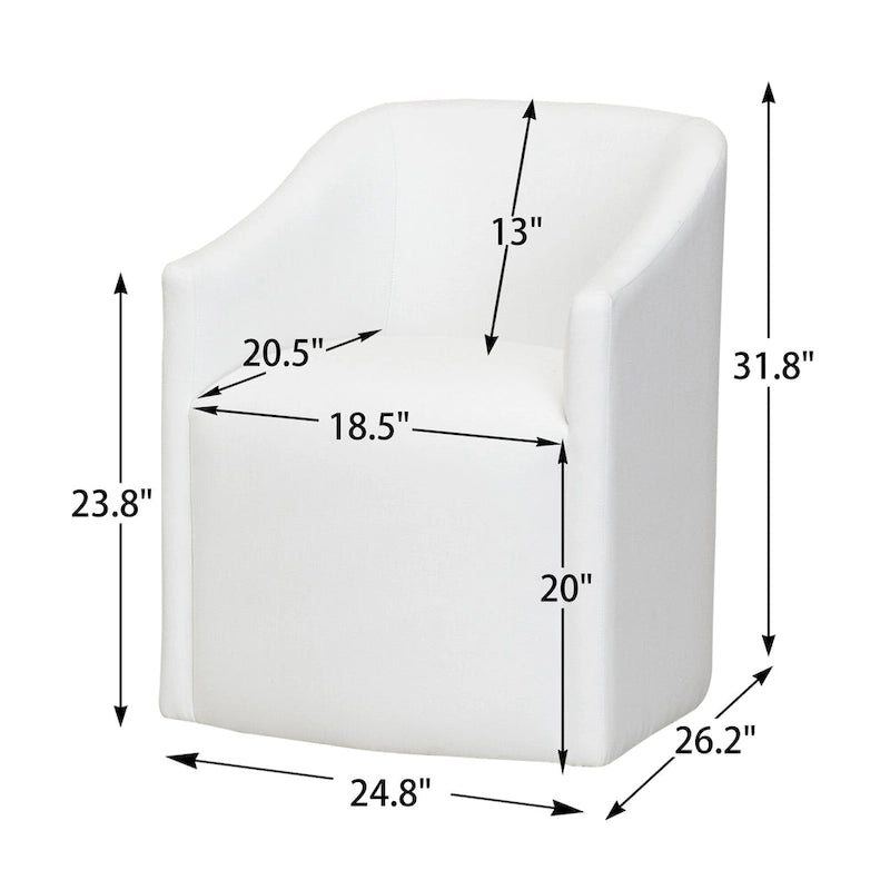 25 Performance Fabric Upholstered Rolling Dining Armchair