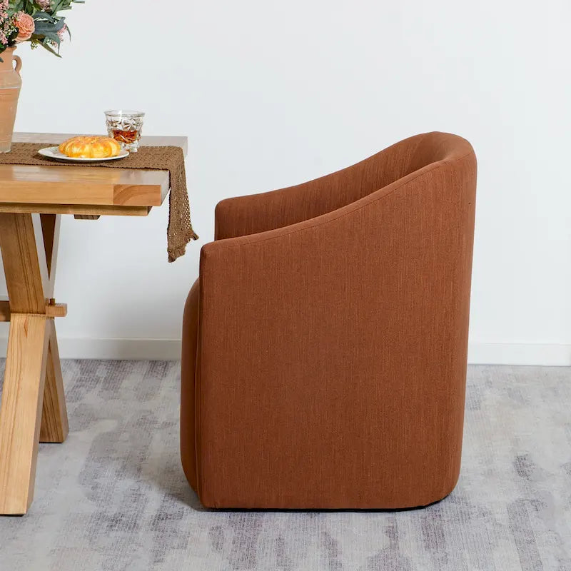 25 Performance Fabric Upholstered Rolling Dining Armchair